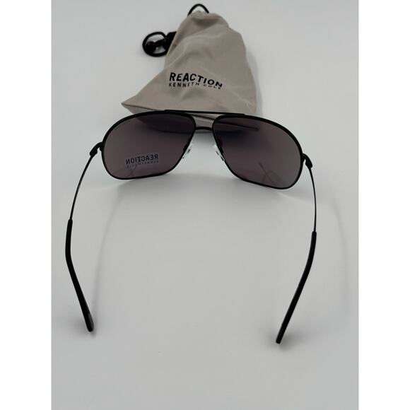 Kenneth Cole Reaction Black Aviator Sunglasses with Blue Mirror Lenses & Case - Picture 3 of 3